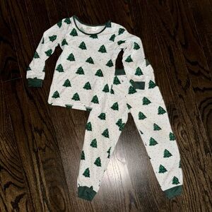 Kids Green Christmas  Tree Print Pajamas